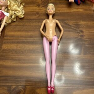 2015 Ballerina Barbie Doll Pink Legs Bun‎ Hair On Top Head